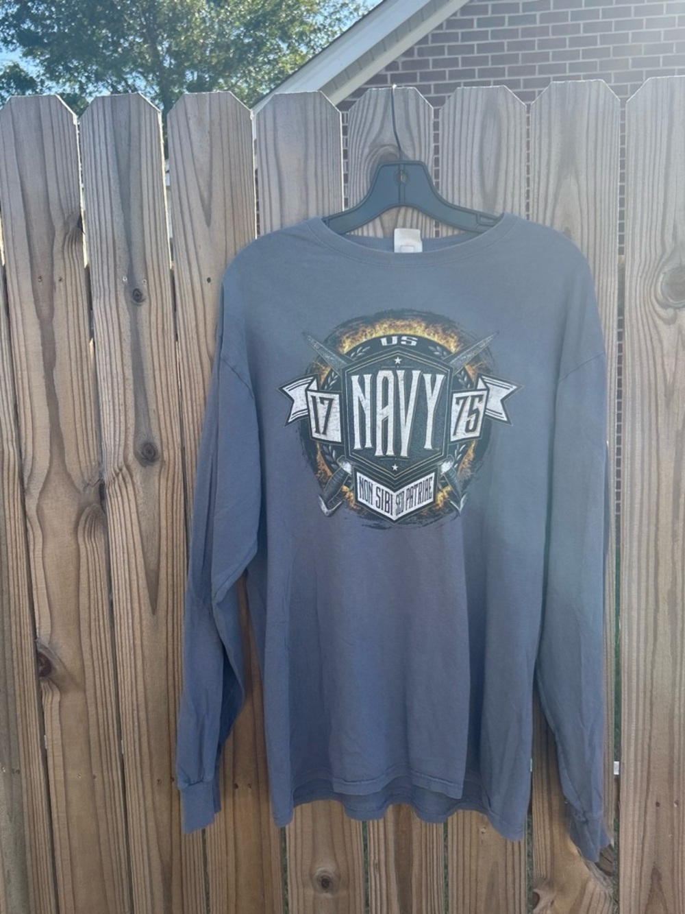 Soffe Men's Navy Graphic Grey Crewneck Sweatshirt